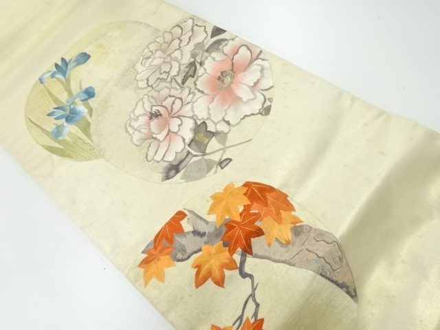 アンティーク　牡丹に紅葉模様袋帯（材料）